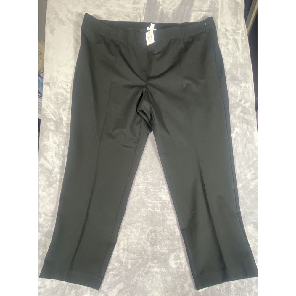 J.Jill Ponte Slim Leg Pull On Pants 4X Black Pockets Stretch Rayon Career‎  NWT